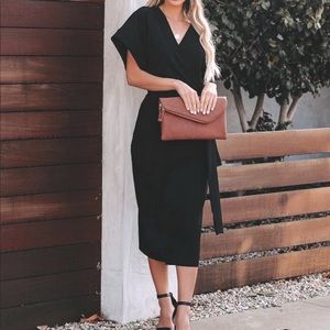 Vici Black Full Wrap Kimono Sleeve Midi Dress S